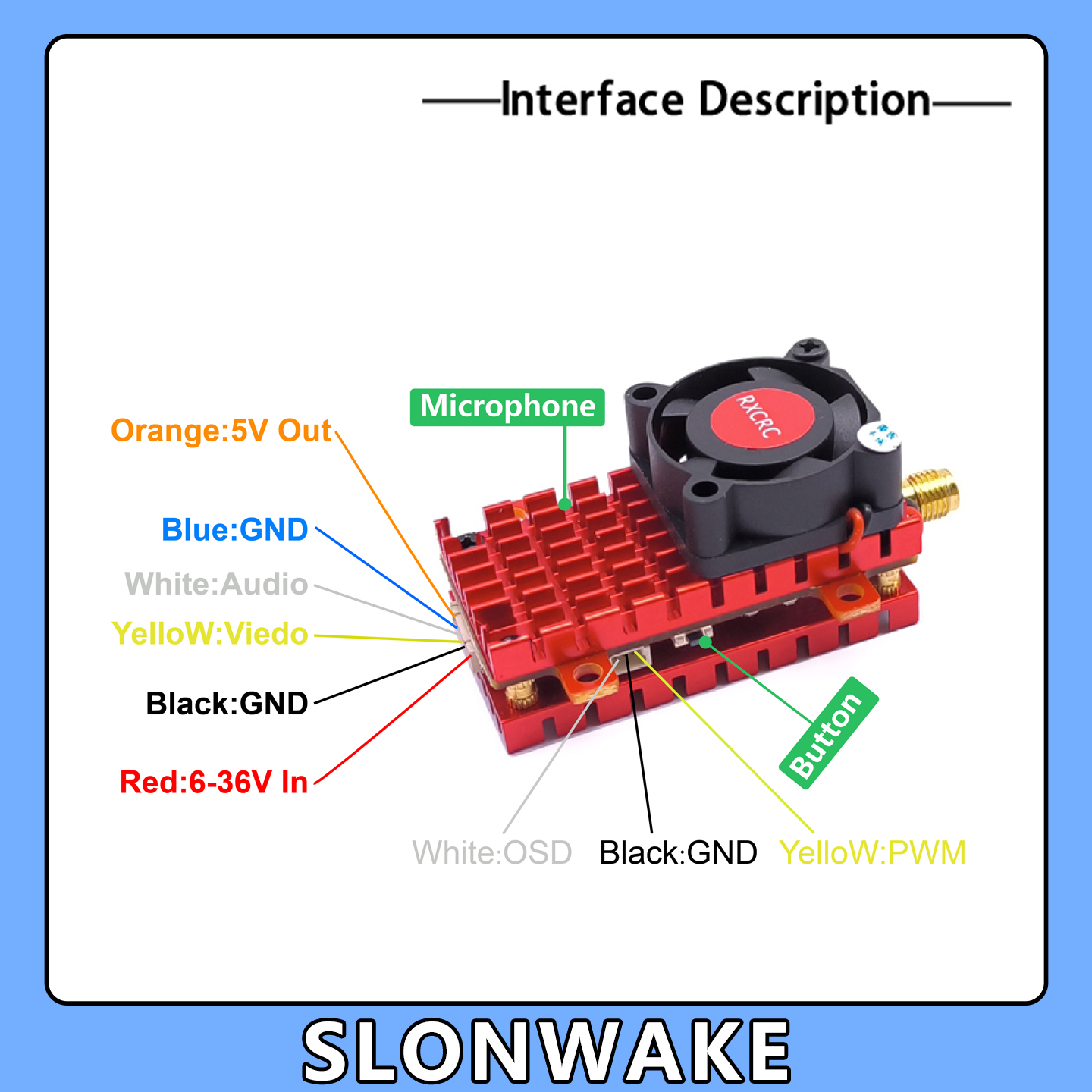 SLONWAKE 5.8G 2W VTX FPV 1800T - огляд і ціна Drone Aerial Photography
